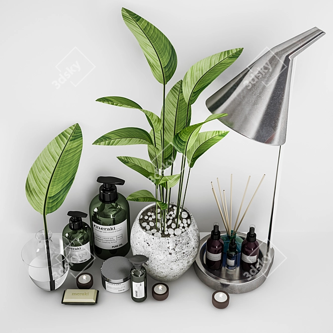 Sleek Bathroom Accessory Set 3D model image 2
