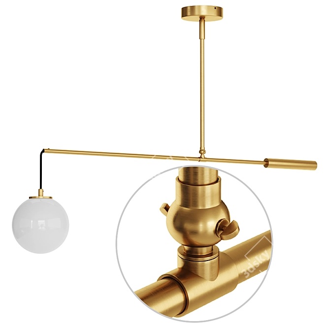 Bold Brass Counterbalance Pendant: Balance Lamp 3D model image 2