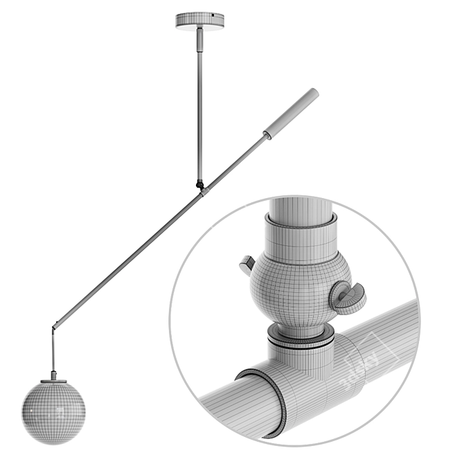Bold Brass Counterbalance Pendant: Balance Lamp 3D model image 3