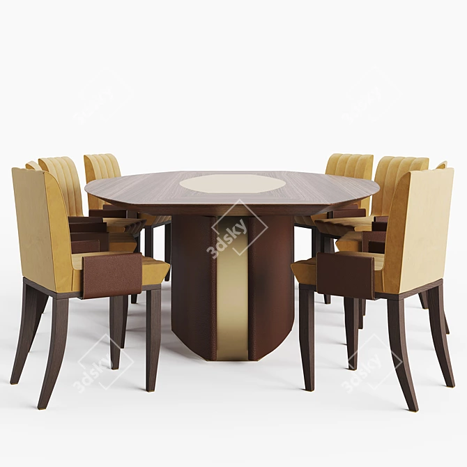 Modern Inedito Ares Table & Veronica Chair 3D model image 2