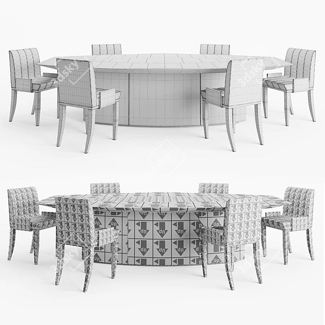 Modern Inedito Ares Table & Veronica Chair 3D model image 4