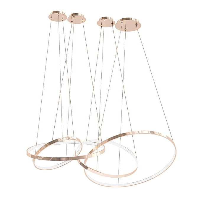 Elegant Oracle 4-Ring Chandelier 3D model image 1