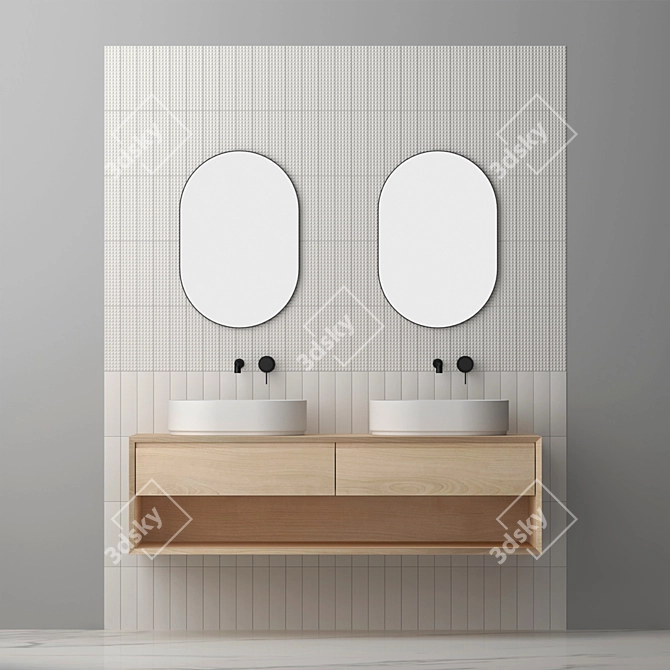 Modern White Bathroom Set 3D model image 2