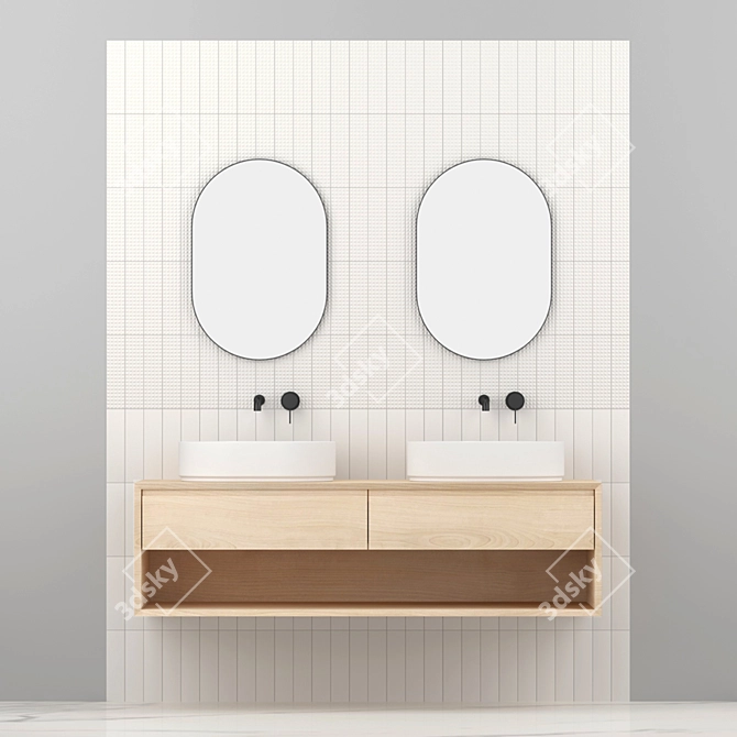 Modern White Bathroom Set 3D model image 3