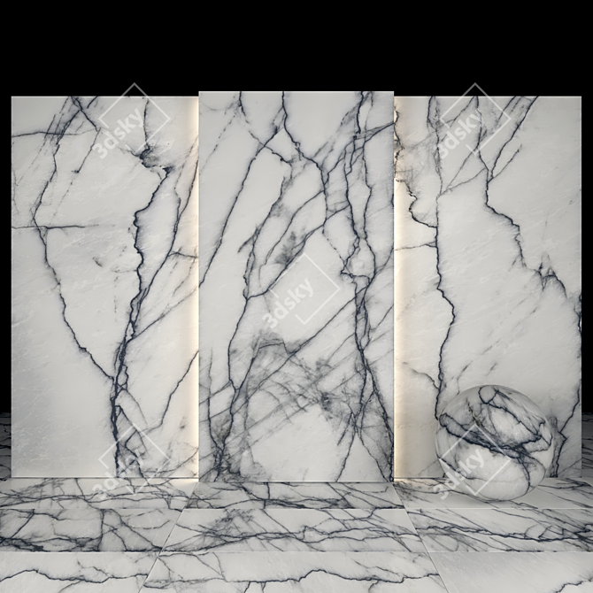Elegant Athos White Marble Slabs 3D model image 1