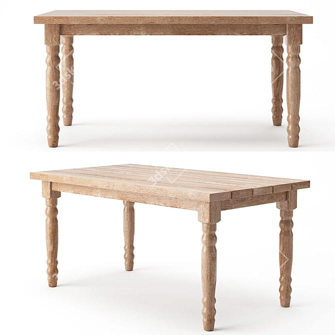 Valeria Solid Wood Dining Table 3D model image 4