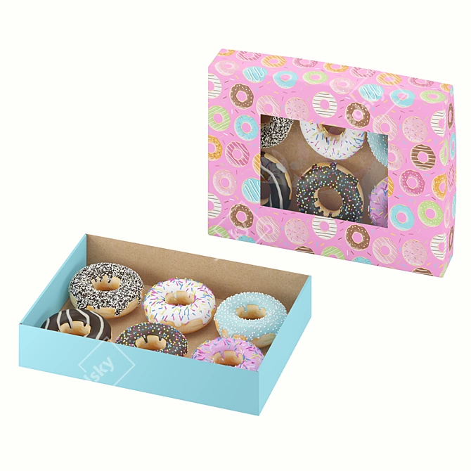 Delicious Donut Box 3D model image 1