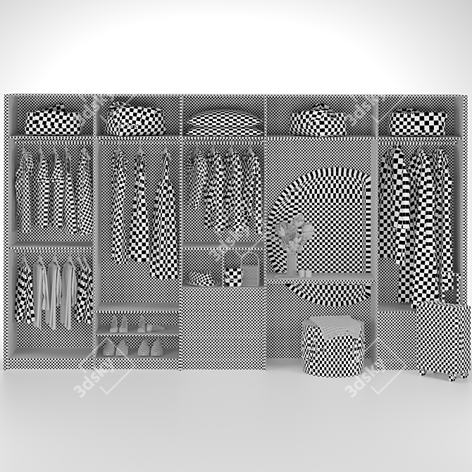 Modern Wardrobe Composition - with Editable Model 3D model image 5