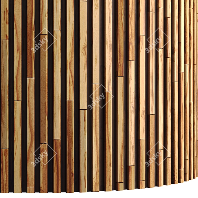 Rustic Wood Stripes 4K Panel with PBR Textures 3D model image 2
