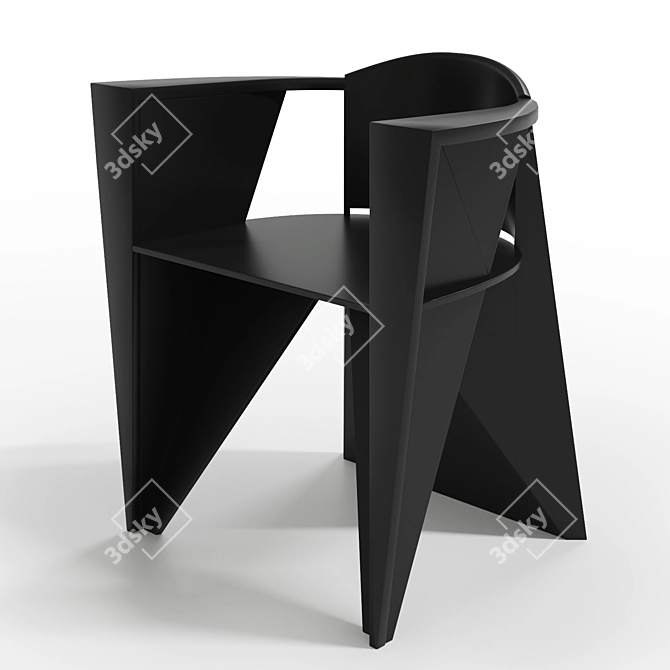 Elegant Lacquered Wood Armchair 3D model image 1