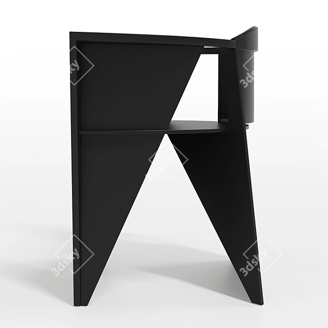 Elegant Lacquered Wood Armchair 3D model image 2