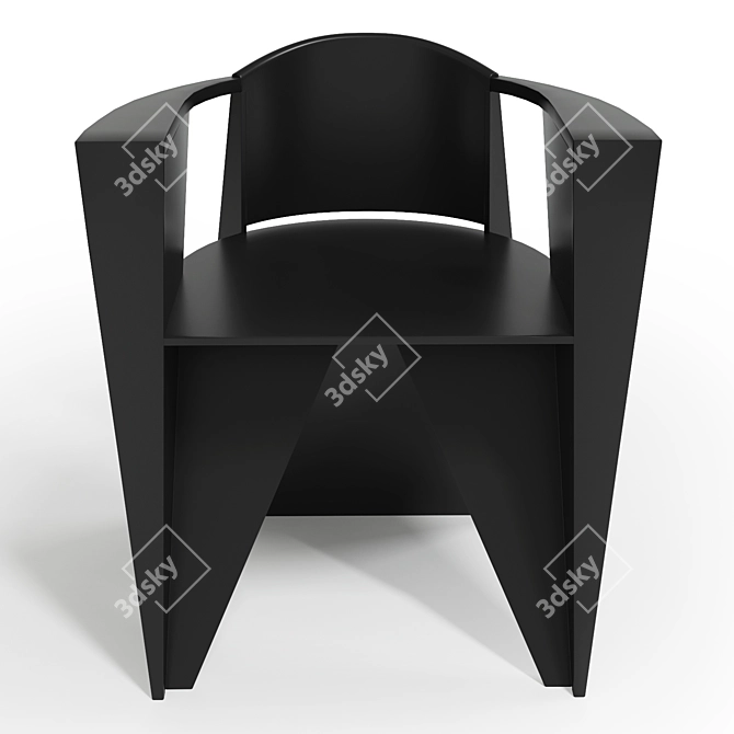 Elegant Lacquered Wood Armchair 3D model image 4