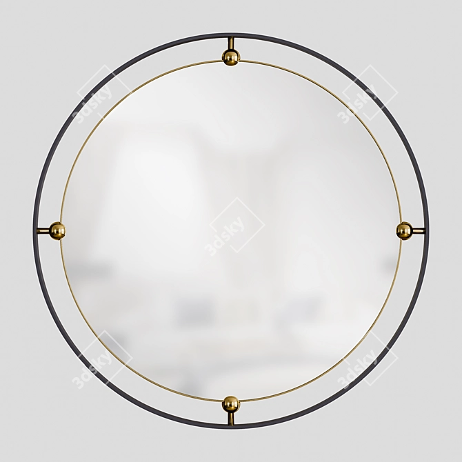 Elegant Brass Round Mirror 3D model image 1