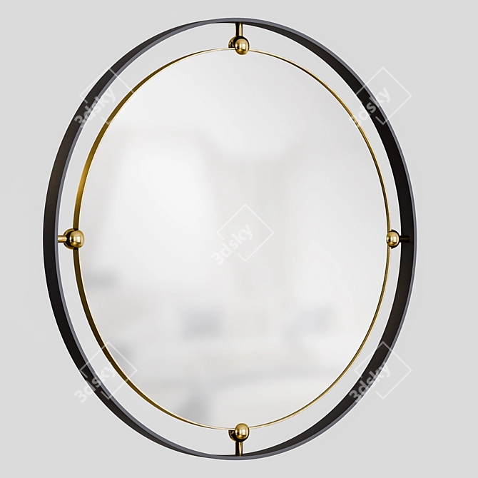 Elegant Brass Round Mirror 3D model image 2