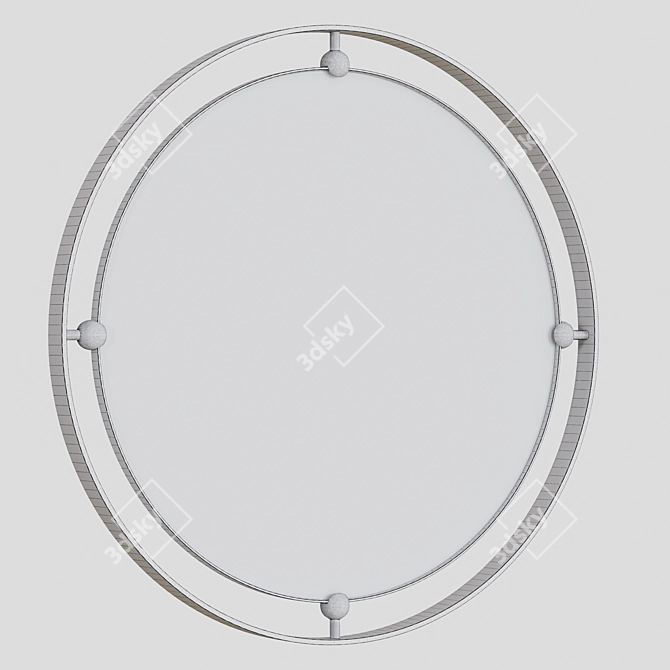 Elegant Brass Round Mirror 3D model image 4