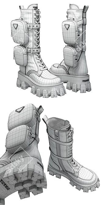 PRADA Monolith Combat Boots 3D model image 4