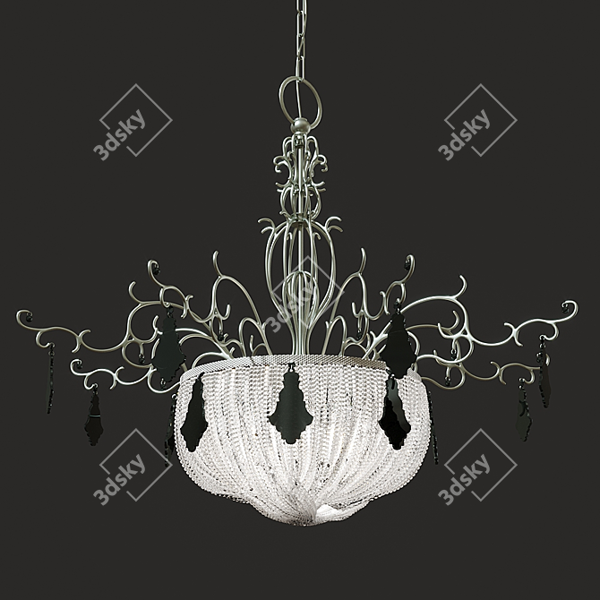 Elegant Nickel Chandelier with Acrylic and Crystal Pendants 3D model image 1