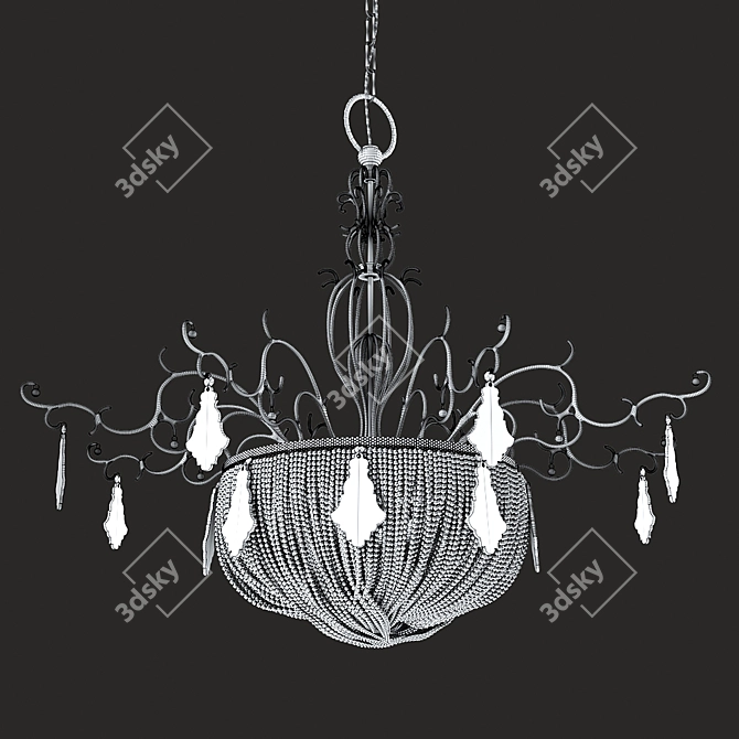 Elegant Nickel Chandelier with Acrylic and Crystal Pendants 3D model image 2