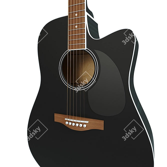 Six-String Acoustic Guitar 3D model image 4