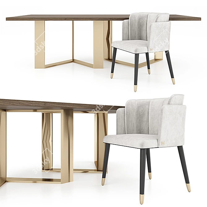 "Modern Golden Bounty Dining Set" by HOMMZ 3D model image 2