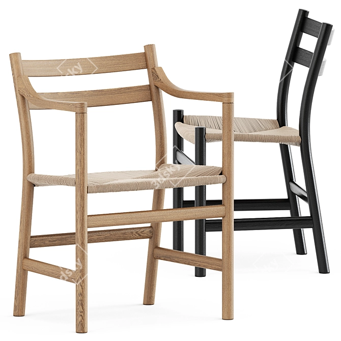 Elegant CH46 and CH47 Chairs 3D model image 1