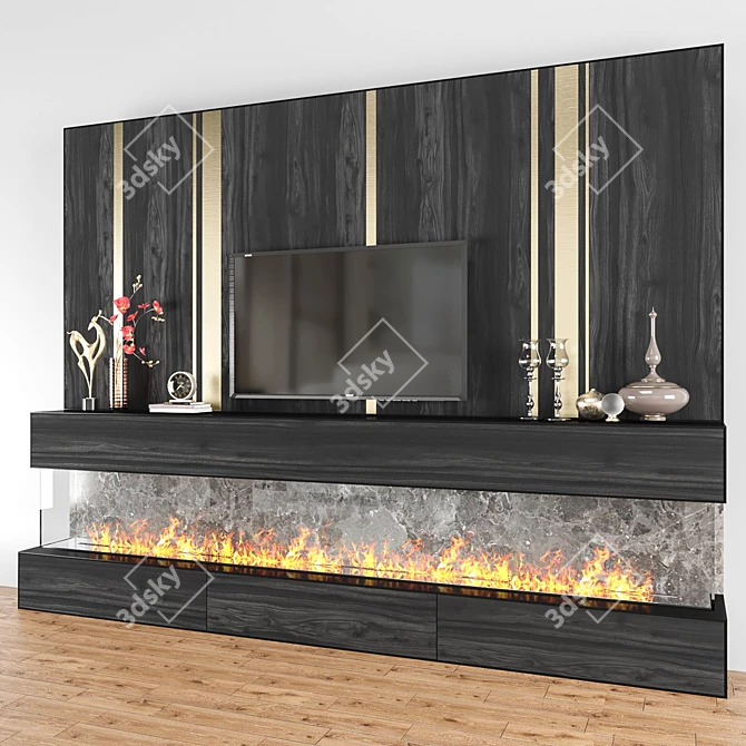 Modern TV Wall Unit 3D model image 2