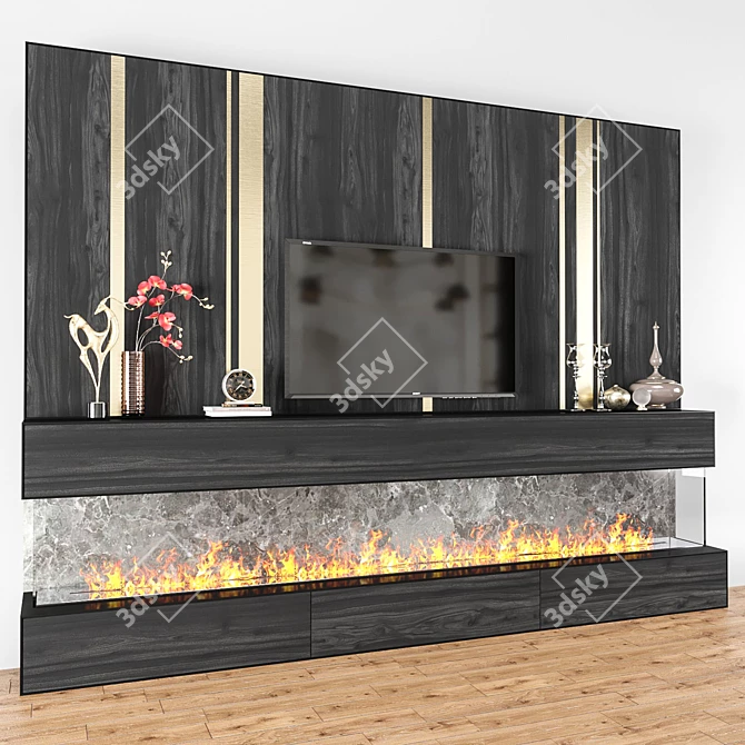 Modern TV Wall Unit 3D model image 3