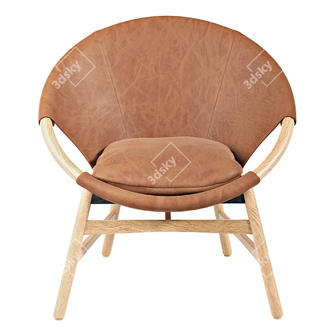 Rustic Modern Acacia Leather Chair 3D model image 2