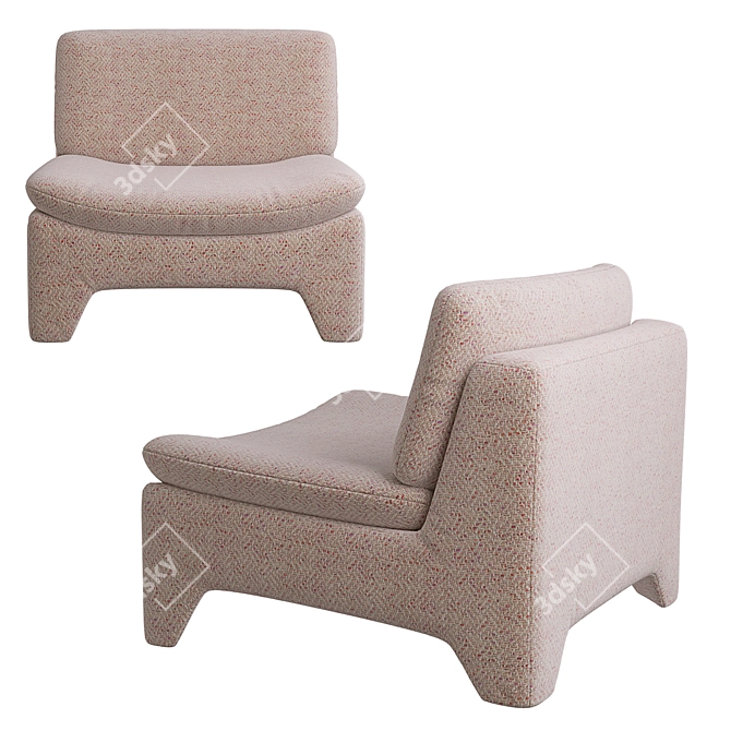 Luxury Moutone Chair & Ottoman 3D model image 2