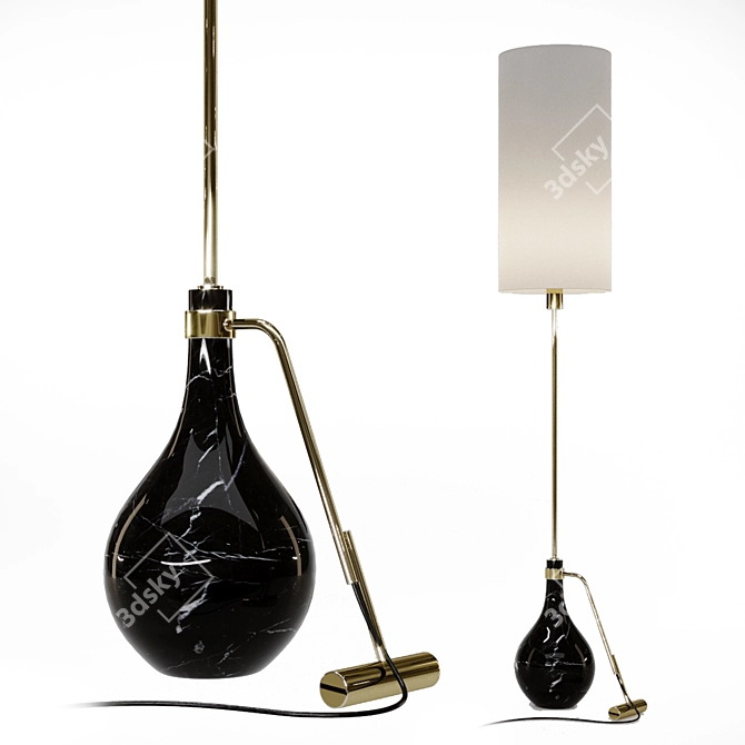 Modern Black Marble Floor Lamp 3D model image 1