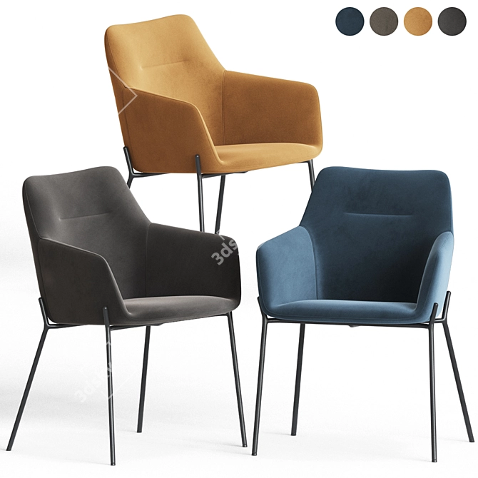 Quinn Velvet Dining Chairs 3D model image 1