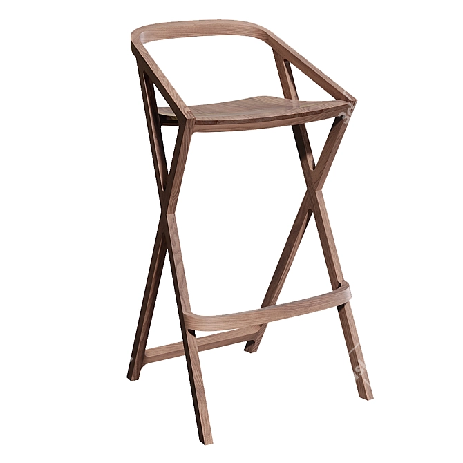 Title: Handcrafted Wooden Bar Chair 3D model image 1