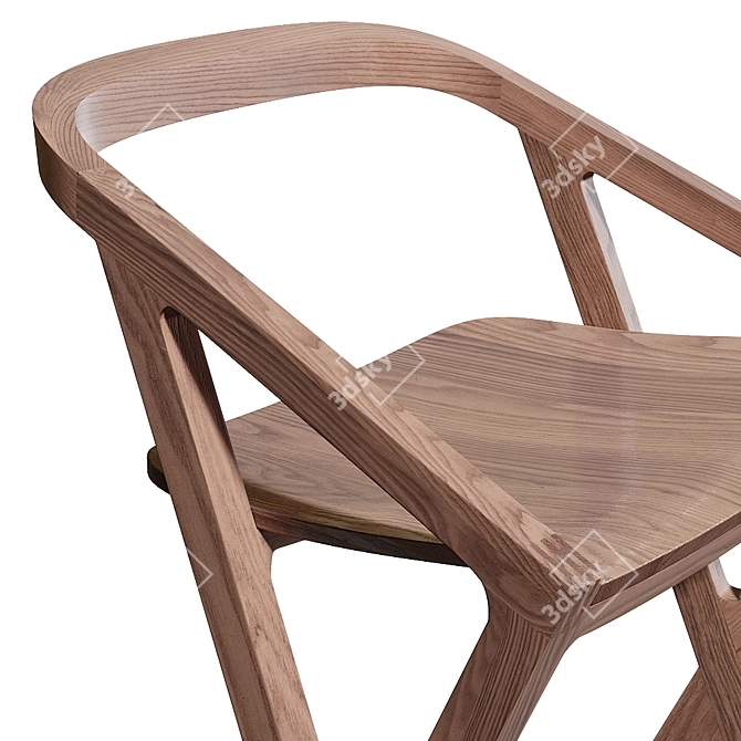 Title: Handcrafted Wooden Bar Chair 3D model image 3