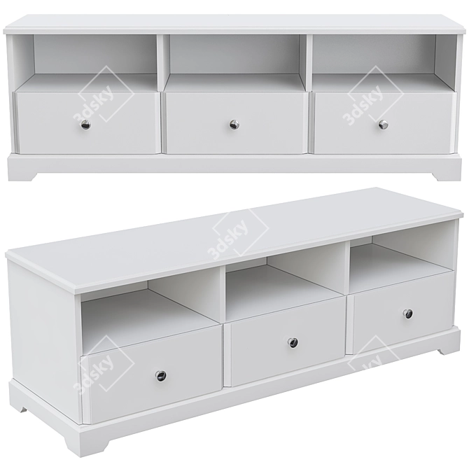 Classic White TV Stand 3D model image 1