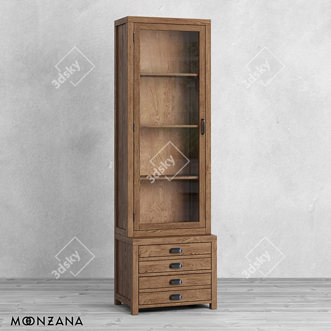 OM Printmaker Sideboard 190x58x40: Solid Oak and Plywood, Russia 3D model image 1