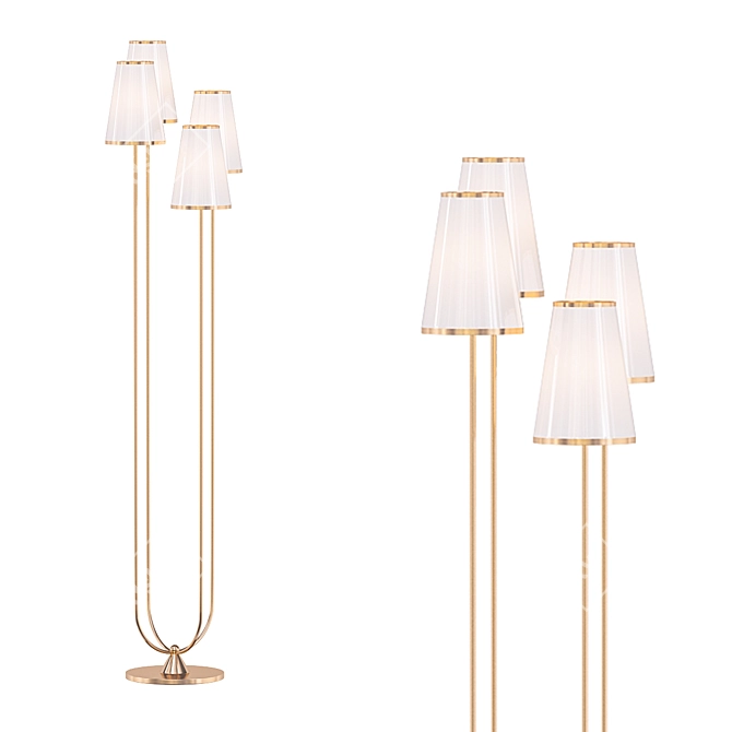 Golden Textile Floor Lamp 3D model image 1