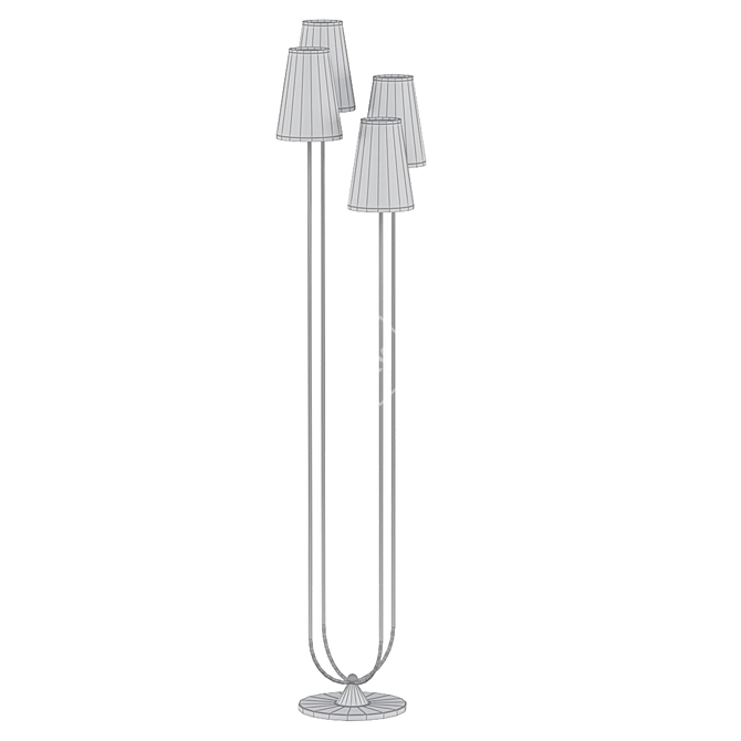 Golden Textile Floor Lamp 3D model image 2