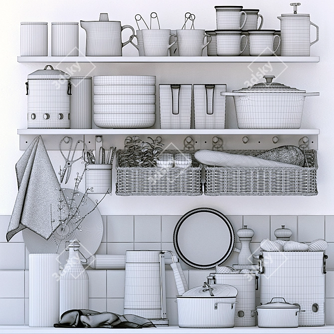 Elegant Kitchen Decor Set 3D model image 5