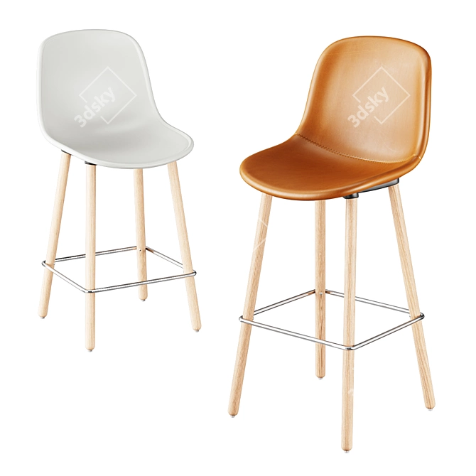 HAY NEU 12 Upholstered Bar Stool 3D model image 2