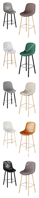 HAY NEU 12 Upholstered Bar Stool 3D model image 3