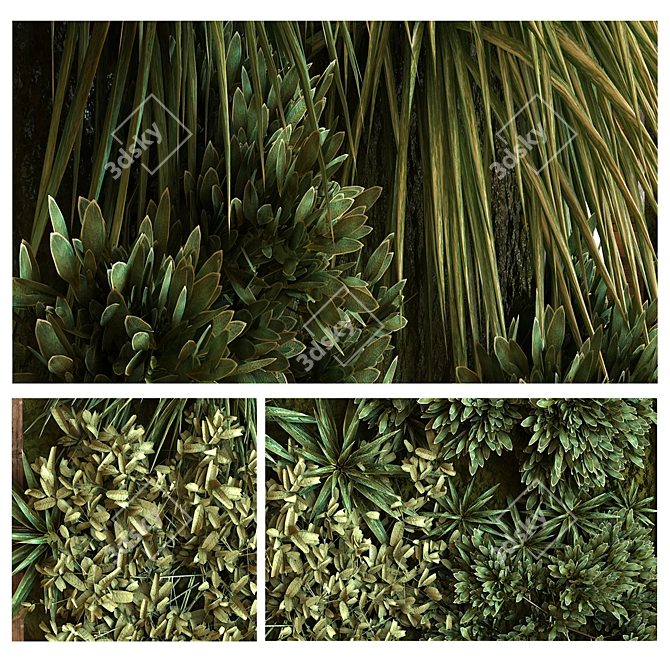 Green Oasis Vertical Plant Set 3D model image 4