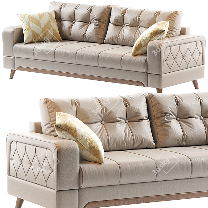 Minimalist Leather Sofa "Monty 3D model image 1