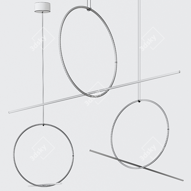 Modern 3-Color LED Pendant Lamp 3D model image 2