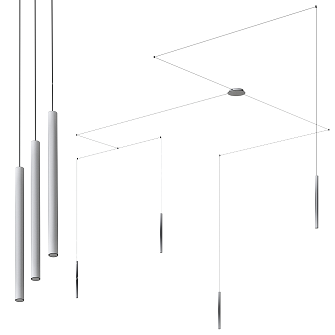 Sleek Aluminum LED Pendant 3D model image 2