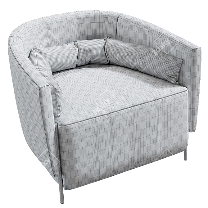 Elegant Oak Armchair Melodia 3D model image 5