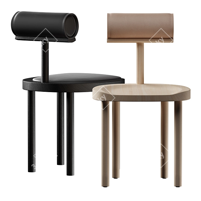 Elevate Dining Comfort: Una Chairs 3D model image 1