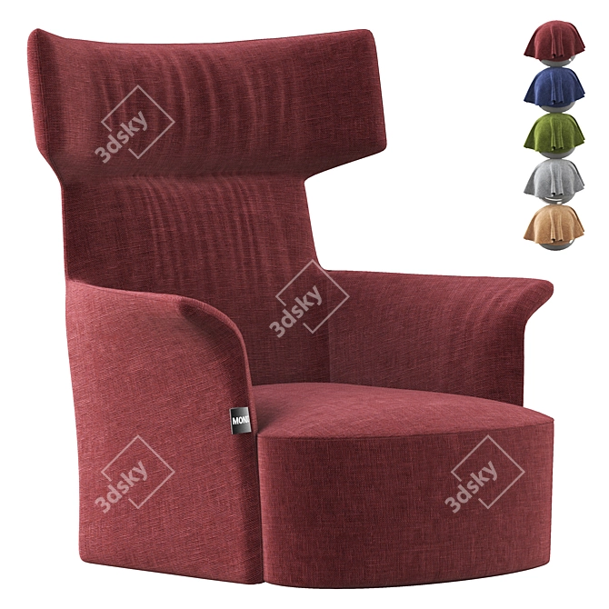 Sleek Wing Armchair with Armrests 3D model image 1