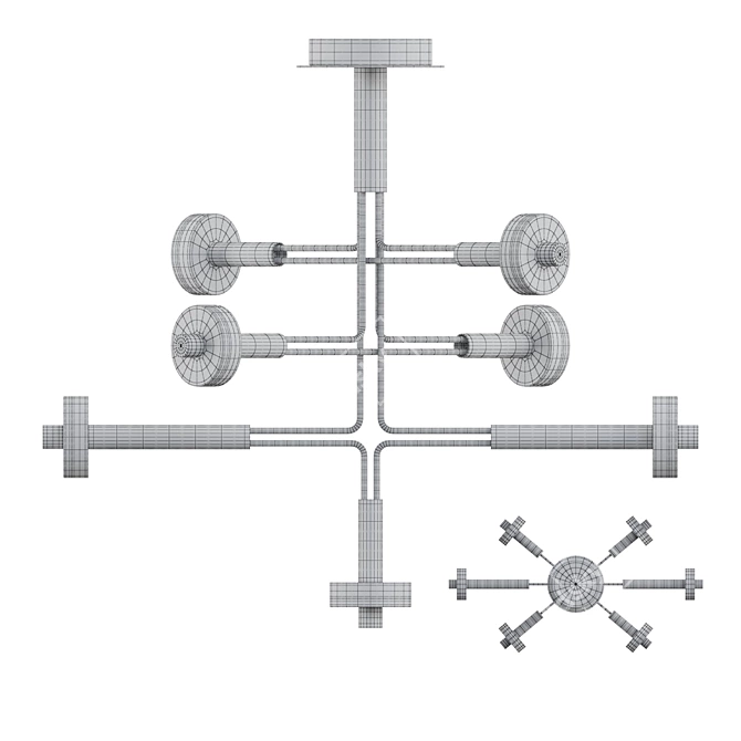Modern LED Chandelier with Round Shades - Lampatron AMARILIS 7 3D model image 3