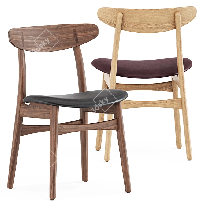 CH30P Chair: Sleek Scandinavian Design 3D model image 1