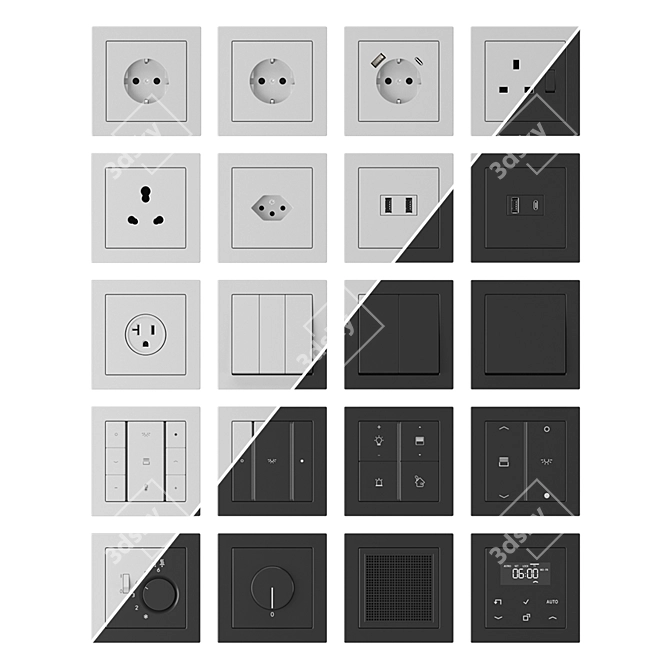 LS-Design Series: Stylish Socket & Switch Kit 3D model image 3